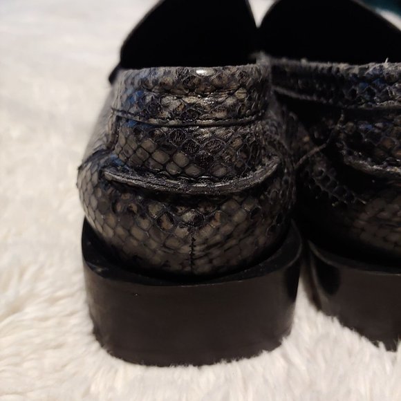 Echt Leder Vrai Cuir Snakeskin Womens Grey Made in Italy Loafers 40 - Picture 4 of 15